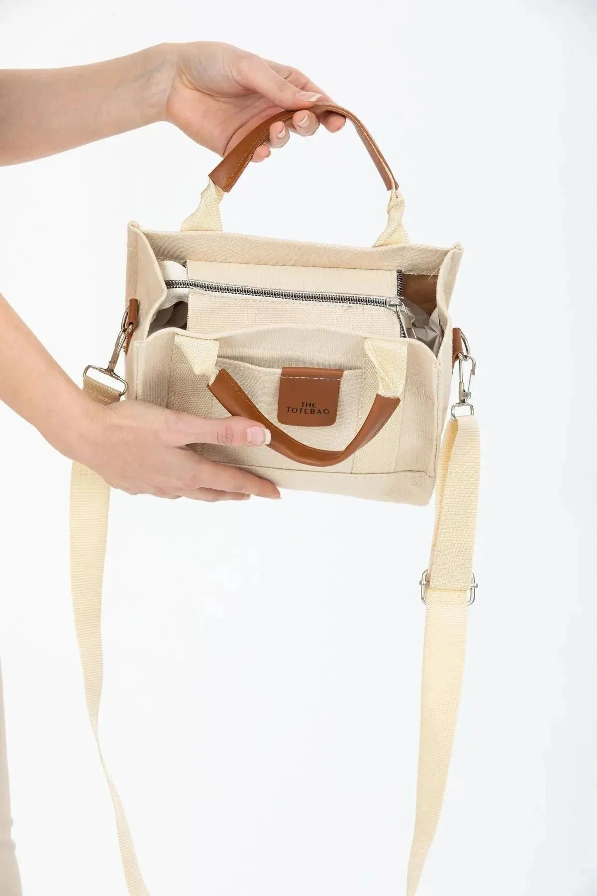 Kadın Mini Kanvas Tote Bag Omuz ve El Çantası
